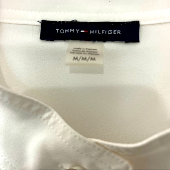 Tommy Hilfiger classy gold button sheer pullover blouse lined long sleeve. M - Picture 5 of 7
